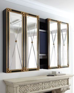 TV out of sight Horchow tv cabinet mirror