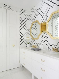 Gold mirrors and faucets bath