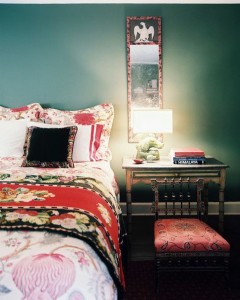 floral bedroom green walls